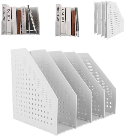 Pliable Porte Revue Bureau A4, Porte Revue Plastique, Rangement Livre Gris Clair, Porte-Revues Pliable A4, Porte Revue Plastique Avec 4 Compartiments Pour l'Organisation Du Bureau
