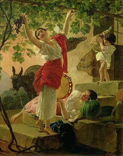 SibeG Modern Kunstdrucke Leinwandbild Gemälde Drucken Bekannt Mädchen das Trauben in der Nähe von Neapel sammelt von Karl Pavlovich Bryullov für Office Home Decor 60x90cm