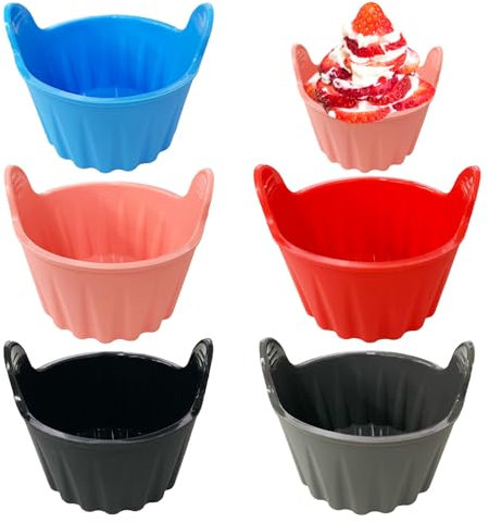 NyxSeat Set di 5 pirottini da forno in silicone per friggitrice ad aria, stampo antiaderente per uova in camicia, poster riutilizzabile perfetto per cucinare cupcake e uova.