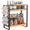 LEMIKKLE 2 Tier Spice Rack - Kitchen Storage & Organisation with Basket, Suitable for Coffee Station Organizer, Kitchen Organizer (Coffee cup)