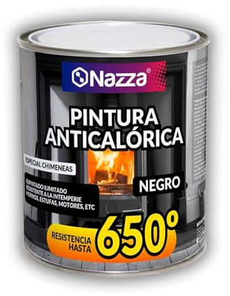 Pintura Anticalórica Negra Mate - Pintura Alta Temperatura (Hasta 650ºC) - Pintura especial para Estufas, Pinzas Freno, Chimeneas, Hornos, Barbacoas o Motor - Formato 750ml