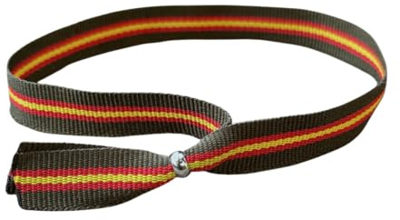 21 Steps Pulsera de cinta 100% poliester de bandera de ESPAÑA con cuenta de acero de sujeción, 10 mm de grosor y 35 cm de largo, en diversidad de diseños, lavable a mano o máquina