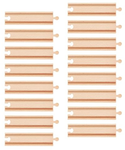 16 Stück Holzeisenbahnschienen, 16,4cm Gleisverbinder Holz Gleisverbinder Holzeisenbahn Gerade Kompatibel mit den Meisten Eisenbahnschienen Eisenbahnspielzeug für Kinder Jungen Mädchen