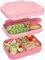 CAPERCI Brotdose Kinder mit Fächern - 1400ml Lunchbox Kinder Bento Box mit Unterteilung Auslaufsicher Brotbox für Mädchen & Jungen Schule, Kindergarten, Ausflüge（Rosa）