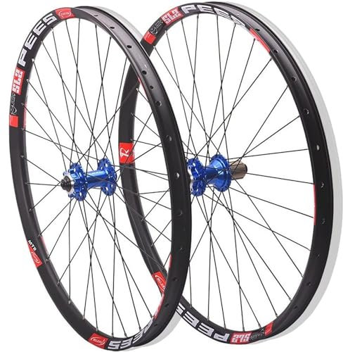 NBTRXWAFR Fahrrad-Laufradsatz 26 27.5 29 Zoll Mountainbike-Laufradsatz Scheibenbremse 32 Löcher Felge 120 Klicks Schnellspanner MTB-Laufrad Für 7-12 Gang Kassette,Blau,26inch