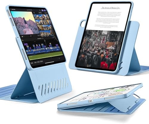 ESR for iPad Air 11 Inch Case (M3, 2025/M2, 2024), iPad Air 6th/5th/4th Generation Case, Removable Magnetic Cover, Adjustable Portrait/Landscape Stand with Raised Screen View, Light Blue