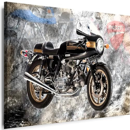 Myartstyle Leinwand Bilder Ducati Motorrad Auto Kunstdruck Wandbilder Canvas (115x75 cm)