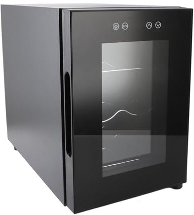 Xiuganpo Enfriador de Vino de 6 Botellas, Nevera Termoeléctrica para Vino de 13L con Pantalla LED, 12°C a 15°C, Versátil Nevera Independiente para Cocina, Apartamento, Condominio, RV