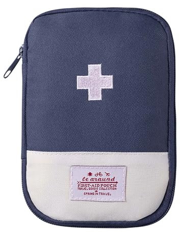 Disnace Mini Borsa di Pronto Soccorso Portatile, Vuota, di Stoccaggio Della Medicina, Medica Sportiva, Porta Medicine da Viaggio (Blu)