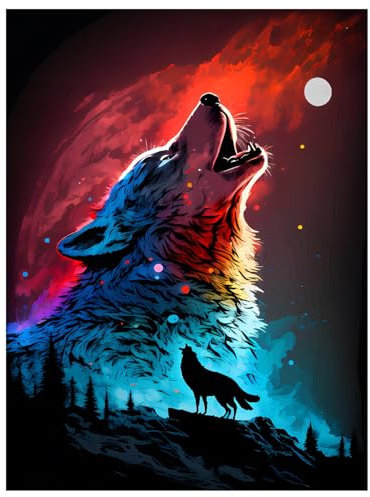 Mafenr Art Wolf Diamond Painting Erwachsene, Wolf Diamant Painting, Diamant Painting Bilder für Geschenke und Familie Décor 30x40cm