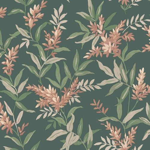 Olivia Pink Sage Floral Leaf Wallpaper - Flowers Botanical Leaves - Classy Stylish Trendy Feature Wall