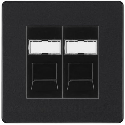 BG Evolve Matt Black Double 2 Gang RJ45 Data Socket Black Inserts PCDMBRJ452