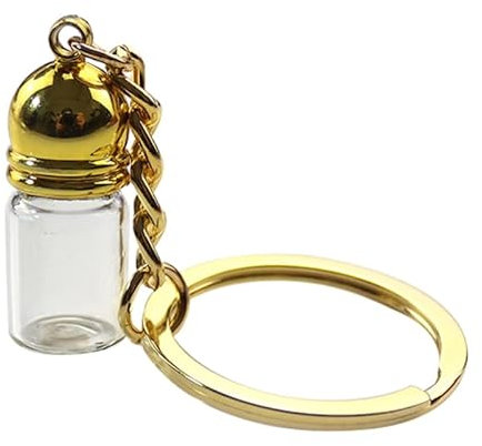 CALLARON Glass Bottle Keychain - Vial Necklace Pendants, Small Empty Vial Keyring, Essential Oil Bottle Keychain with Metal Lid, Ashes Memorial Pendant Charm for Women Men 1.1 x 3 x 3 cm