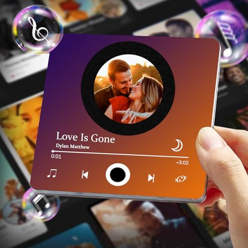 CCZUIML Custom Music Album Fridge Magnet with Photo– Personalized Music Player with Photo, Song & Album Cover – Unique Customizable Magnet for Refrigerator, for Couples, Music Lovers & Home Decor