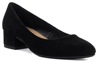 Dune Ladies Believing Textured Block Heel Ballet Flats Size UK 5 Block Heel Court Shoes Black