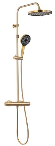 SCHÖNER WOHNEN-Kollektion Duschsystem GLAIA mit Thermostat, Mattgold, Duscharmatur Komplettset mit Regendusche
