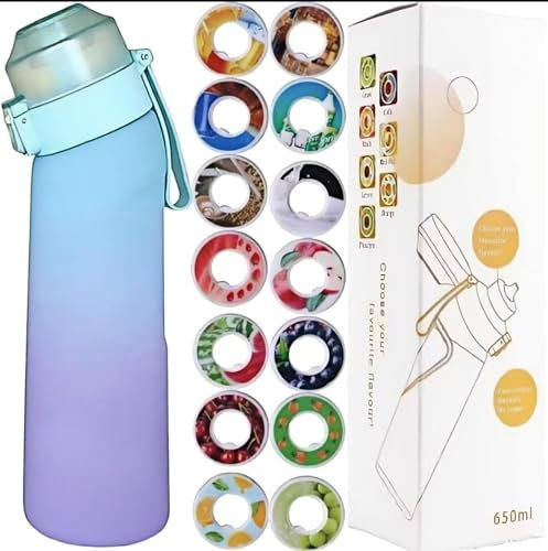 Botella de agua deportiva de 650 ml con cápsulas en 14 sabores, el material Tritan no teme a las altas temperaturas, y el sabor natural de frutas extraído hace que el agua potable sea segura y