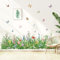 wondever Pegatinas de Pared Hierba Verde Adhesivos Decorativos Flores Planta Mariposas Rodapié Vinilos Pared para Dormitorios Salon Cocina