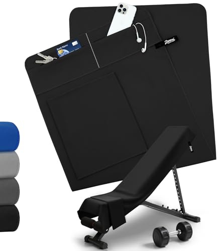 Zepphi Toalla Gimnasio con 2 Cremallera - Toalla Microfibra Gimnasio 120x50cm + 80x30cm Ajustable y anticaída - Toalla Gym con diseño Adaptable al Asiento, para Gimnasia y Entrenamiento (Negro)