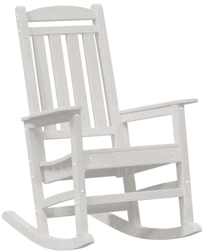 vidaXL Schaukelstuhl für den Garten Weiß 92 x 70 x 108cm HDPE, Moderne Gartenmöbel, ergonomische Sitzgelegenheiten, wetterfester Lounger, Perfekter Entspannungspartner