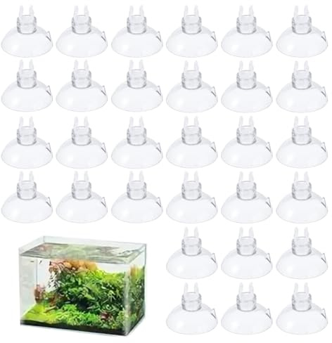 YAYNO 30 Stück Aquarium Saugnapf Clips Co2 Schlauch Aquarium,Clips Saugnäpfe für Aquarium-Fisch Transparent Saugnapfhalter Set Schlauchhalterung Aquarien Luftschlauch für Airline Schlauchhalte