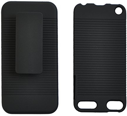 Seadream Schutzhülle für iPod Touch 5 / 6 / 6. Generation, gummiert, mit Gürtelclip, Schwarz