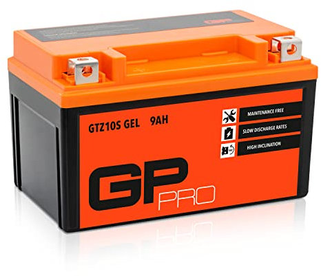 GP-PRO GTZ10S 12V 9Ah GEL Batterie de démarrage (compatible avec YTZ10S / YTZ10-BS) (Sans entretien / Scellé) Moto Accumulateur