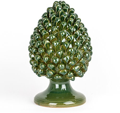 Zapfen aus Keramik von Caltagirone - Dunkelgrün - H 30 cm - komplett handgefertigt - 100% Made in Italy
