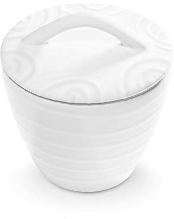 GMUNDNER KERAMIK Zuckerdose Gourmet Durchmesser : 9 cm Weißgeflammt Geschirr, handgemacht in Österreich