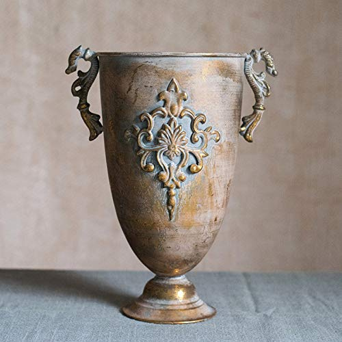 zenggp Vase en Métal Style Romain Jardinières Pots Rond Circulaire Pots De Fleurs Romaines Bronze,B+Height29cm
