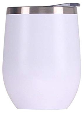 Gtell 12oz Copas de Vino sin Tallo con Tapa, Doble Pared Aislante, Vaso de Viaje, Vino, café, Bebidas, champán, cócteles,