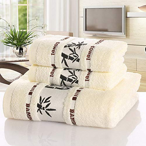 Lot de 2 serviettes de bain en fibre de bambou pour adultes - Blanc - Dimensions : 34 x 75 cm - 70 x 140 cm