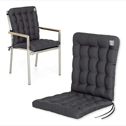 HAVE A SEAT Luxury | Gartenstuhlauflage Niedriglehner (1 St.) - Bequeme Sitzauflage Gartenstuhl - orthopädisch, wetterfest, waschbar bis 95° C - Made in Germany (1 Stück - 100x48 cm, Grau-Anthrazit)