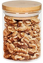 Mehrweg Aufbewahrungsgläser mit Bambus-Deckel | Stilvolle & Luftdichte Vorratsdosen aus Glas im Set für Lebensmittel, Dekoration (1x 350ml)