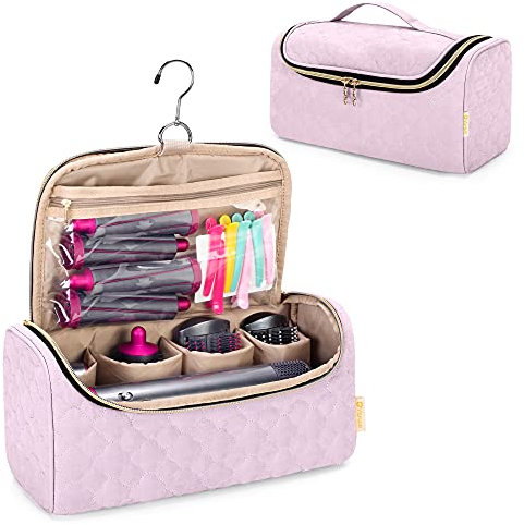 Yarwo Airwrap Tasche, Reisetasche für Airwrap Haarstyler, Haartrocknerhalter, Aufbewahrungstasche für Airwrap Complete Haarstyler und Aufsätzen (Hell-rosa)