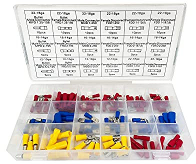 Set terminali cavi elettrici 120pz connettori preisolati capicorda a crimpare