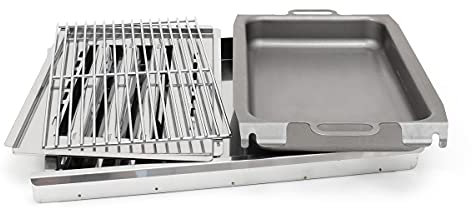 LAG Set aus kleinem Grillrost und Flammenabdeckung, Kleiner Stahlpfanne, Fettauffangwanne/Hitzeschutz für 3-flammige Gas-Grills/Bräter GSGTSTHS