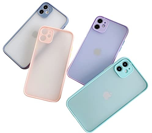 Vanqiang Mint Hybrid Simple Matte Bumper Phone Case Designed for iPhone 13 11 12 Pro Mini XR XS Max X SE 2020 Shockproof Soft Silicone Full Camera Protection Cover (Pink,for iPhone X/XS)