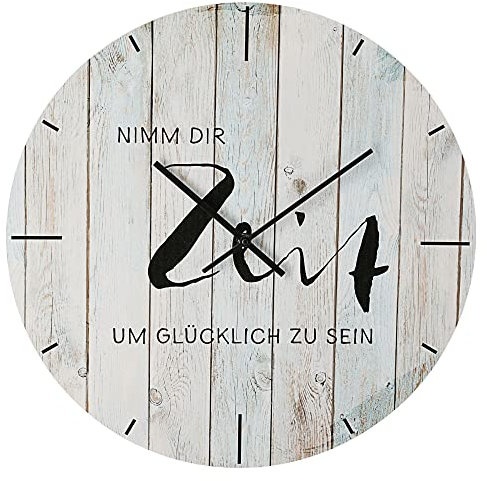 Cepewa Wanduhr mit Spruch Nimm Dir Zeit... | Ø45cm MDF batteriebetrieben | Sinnspruch Uhr Designeruhr Vintage Shabby Chic (1 x Wanduhr Design II)