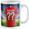 Personalised Supporters Mug, Football Kit Shirt Name and Number Coffee Cup, All Teams and Colours. Fan Birthday Gift Idea for Son, Daughter, Mum, Dad, One Size, Red Black