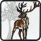Hirsch im Winter Aufnäher wetterfester Aufkleber/Bügelbild Jäger Aufbügler Jagdabzeichen | majestätischer Hirsch Naturfreunde Stag Patch zum annähen/aufbügeln Jeans Flicken | 75x75mm