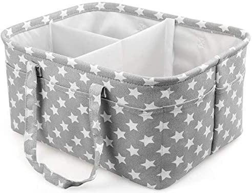 Baby Nappy Caddy, Portable Nursery Organizer, Storage Basket for Babies, Portable Holder Tote Bag for Changing Table Car Travel Newborn Essentials .Baby Gift Accessories (grey)