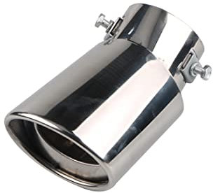 CWED 1 Stück Edelstahl Auto Auspuff Endrohr,Edelstahl Auspuffblende,Auspuffblende Auspuff Universell Schalldämpfer Sport Sportauspuff Endrohr Endrohrblenden Blende-Helles Silber gebogen