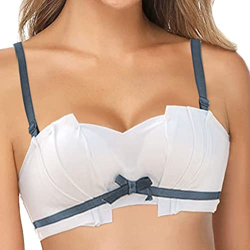 FFWTPY Reggiseno Push-Up da Donna Bralette Senza Ferretto Coppa Piena Brassière in Pizzo Reggiseni con Imbottiti Senza Fili Smooth Regolabili Top Corsetto
