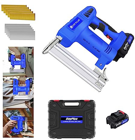 Staple Gun Heavy Duty, Electric Wood Stapler Gun, Upholstery Staple Gun Kit with 100 Staples & 100 Nails, Combination Electric Nailer, Powerful Electric Nailer for Renovation, Decoration, Joinery