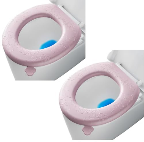2PCS Toilet Seat Cover, Toilet Seat Warmer, Elongated Toilet Seat Cover, Padded Toilet Seat Cushion, Washable or Portable Toilet Lid Tank Cover