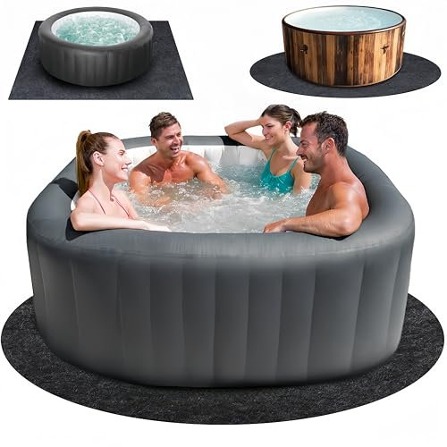 Runde Whirlpool-Matte, extra groß, aufblasbar, für drinnen und draußen, wasserdicht, rutschfeste Unterseite, saugfähiger Spa-Pool-Bodenbelag, Schutzmatte für Whirlpool-Deck, 228,6 x 228,6 cm