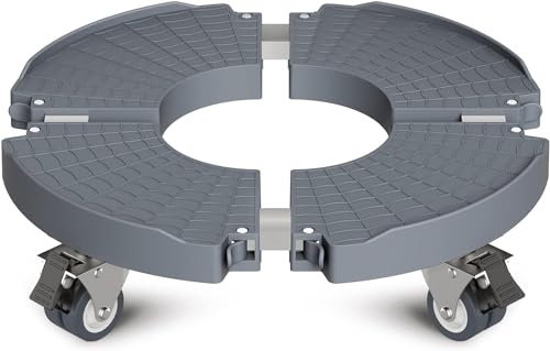 WELDUN Pflanzenroller Ø 40-54 cm, Rollbrett 200KG Tragkraft, Untersetzer Blumentopf mit feststellbaren Lenkrollen, Blumenroller für Außenbereich Innenbereich, 1 Pack, Grau