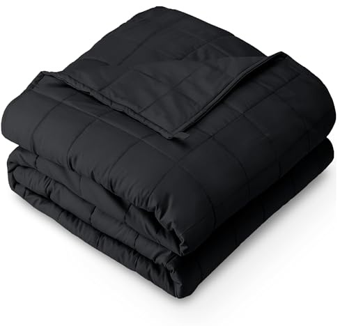 Bare Home Weighted Blanket Queen Size 17lbs (60 x 80) for Adults - All-Natural 100% Cotton - Premium Heavy Blanket Nontoxic Glass Beads (Black, 60x80)