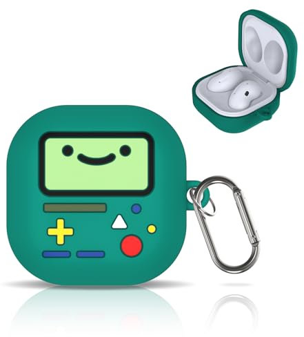 Kopfhöre Hülle für Samsung Galaxy Buds Pro/Live/2/2 Pro, Karikatur Spielekonsolen Design Weiche Silikon Schutzhülle Mit Karabiner (Grün)